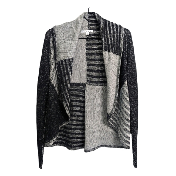 CAbi Women's Wool Blend Cardigan Sweater  Open Collared Gray Black Long Sleeve S - Picture 1 of 8